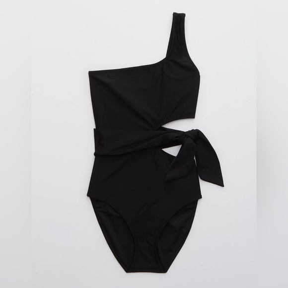 Aerie Cut Out Tie Asymmetrical One Piece Swimsuit - Picture 3 of 7